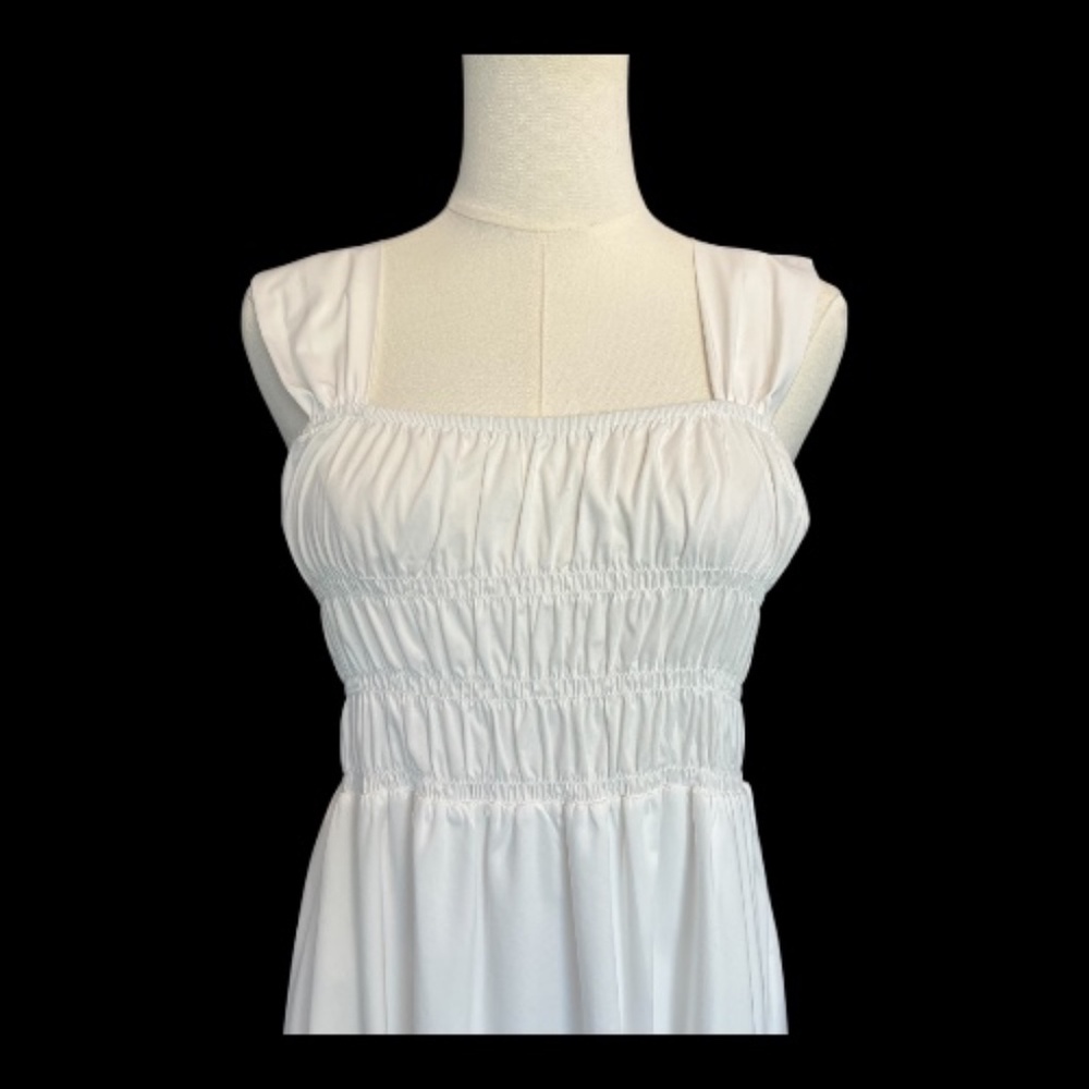 🆕 🤍✨ NWOT NANETTE LEPORE White Sleeveless Ruched Midi Dress | Sz 8 - Picture 2 of 9